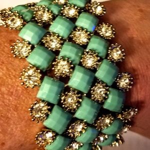 Charming Charlie Jewelry - Charming and bracelet with green settings and rhin Charming Charlie Jewelry - Charming and bracelet with green settings and rhin